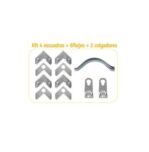 AP Marco Aluminio Kit 4 Escuadras+8 Flejes+2 Colg+4bumpons