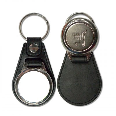 Gamax Llavero Metálico Personalizable MD-25 Piel Sintetica Negro Ø25mm