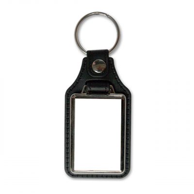 Gamax Llavero Metálico Personaliz. MD-40N Piel Sint. Negro (25x40mm) Bolsa 100 u.