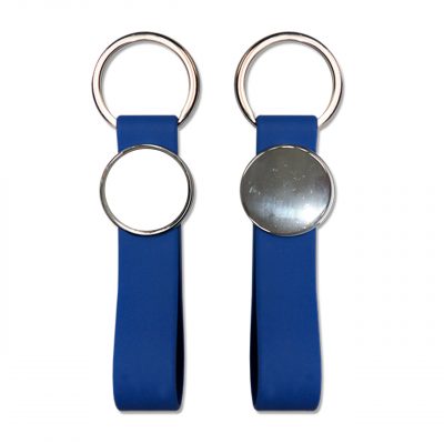 Gamax Llavero Metálico Personalizable MR-25 Con tira Silicona Azul