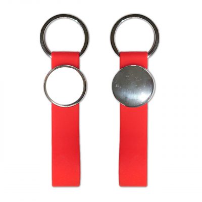 Gamax Llavero Metálico Personalizable MR-25 Con tira Silicona Roja