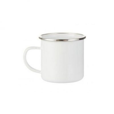 AP Taza Metálica Personalizable 12oz 340 ml Blanca Filo plata