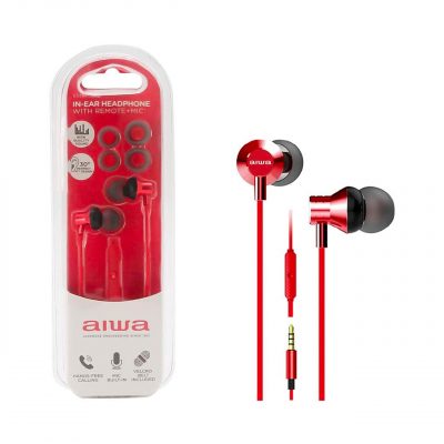 Aiwa Auricular ESTM-50RD 20Hz-20kHz, cable 1.2 mts, Micrófono, Rojo