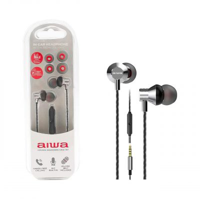 Aiwa Auricular ESTM-50SL 20Hz-20kHz, cable 1.2 mts, Micrófono, Plata