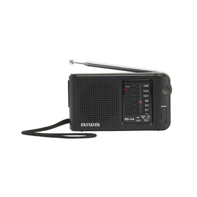 Aiwa Radio de bolsillo RS-44 + auriculares, AM/FM, Negra