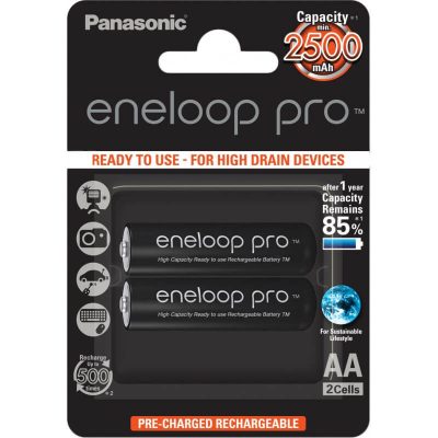 Panasonic Eneloop Pro Pila Recargable R6/AA NiMh 2500mAh 1,2V Pack 2 uds.