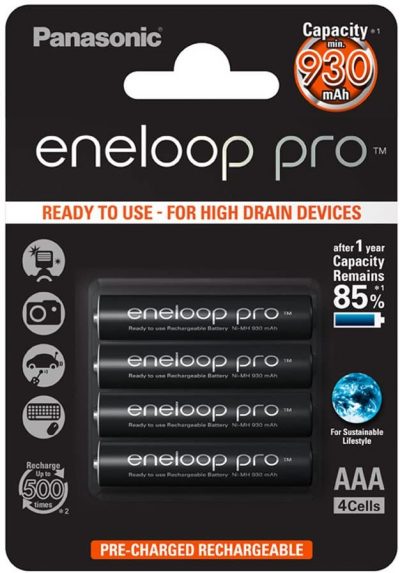 Panasonic Eneloop Pro Pila Recargable R3/AAA NiMh 930mAh 1,2V Pack 4 uds.