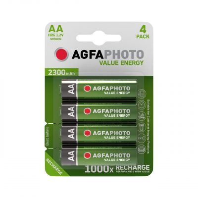 AgfaPhoto Recargable Pila AA/HR6 2300 mAh, Pack 4 uds.