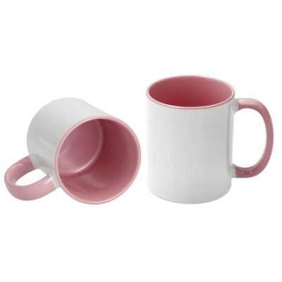 AP Taza Cerámica Personalizable 11oz Interior y asa Rosa, Blanca
