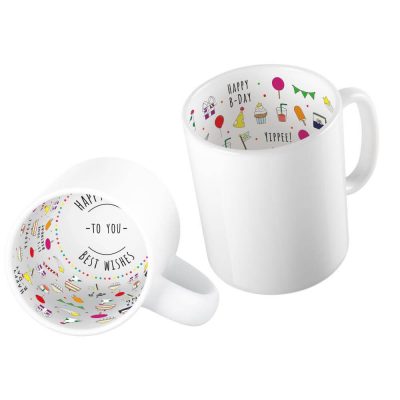 AP Taza Cerámica Personalizable 11oz Interior Happy Birthday, Blanca