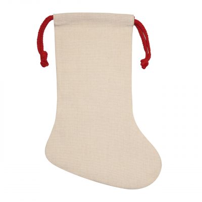 AP Calcetín Navidad Rojo con cordón 2 Caras tipo Lino