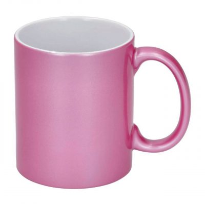 AP Taza Cerámica Personalizable 11oz Interior Blanco, Rosa Metalizada
