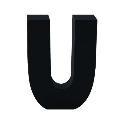 AP Letra Decorativa MDF - Letra U  15x28  Negra