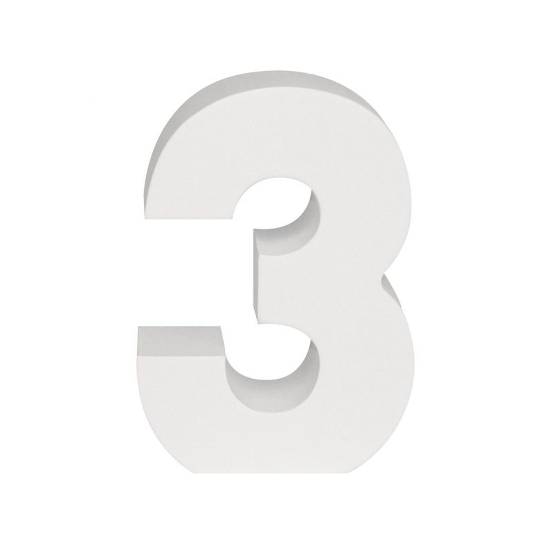AP Letra Decorativa MDF - núm. 3   7x10  Blanca