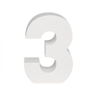 AP Letra Decorativa MDF - núm. 3  15x28  Blanca