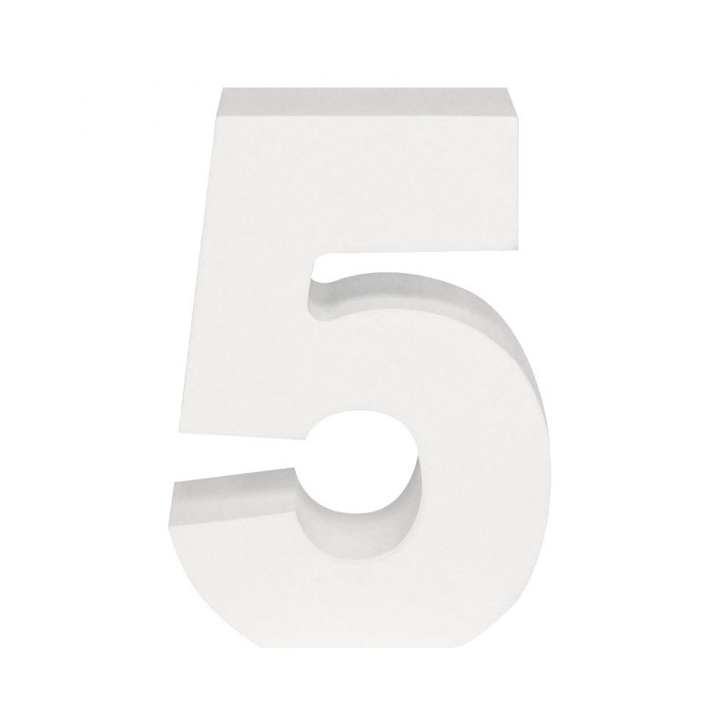 AP Letra Decorativa MDF - núm. 5   7x10  Blanca