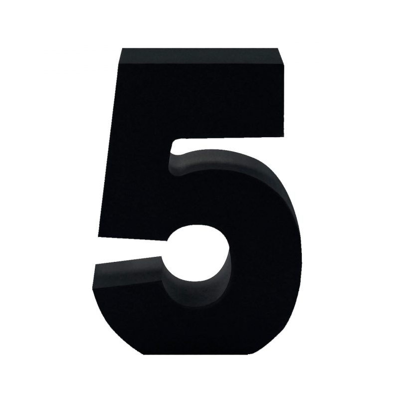 AP Letra Decorativa MDF - núm. 5  15x28  Negra