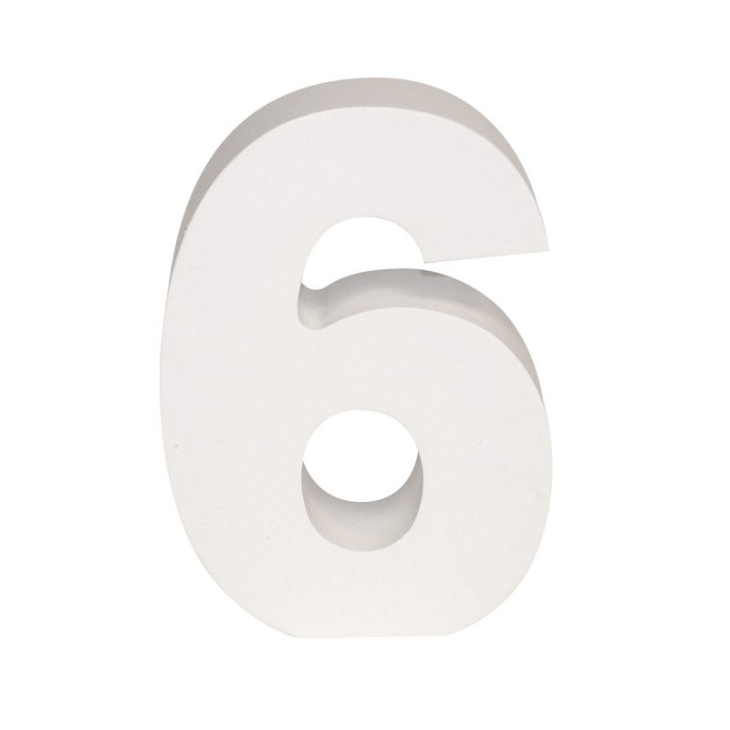 AP Letra Decorativa MDF - núm. 6  15x28  Blanca