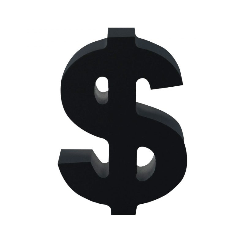 AP Letra Decorativa MDF - Simb. $ 7x10  Negra