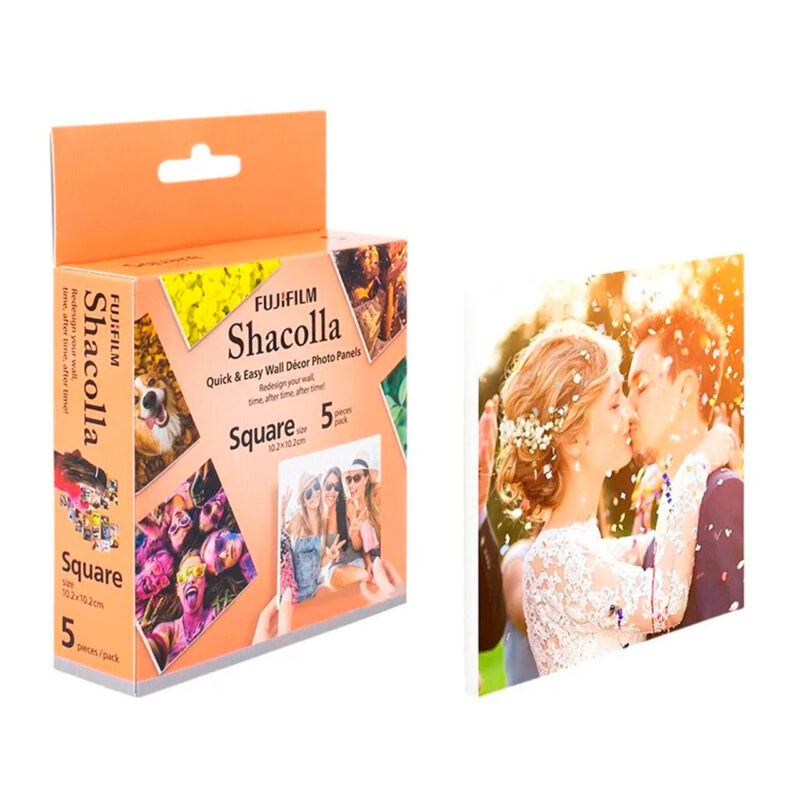 fuj170361-2-f51 Shacolla de Fujifilm, paneles decorativos cuadrados, incluye 5 piezas para personalizar fotos y recuerdos.