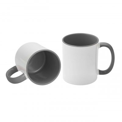 AP Taza Cerámica Personalizable 11oz Interior y asa Gris, Blanca