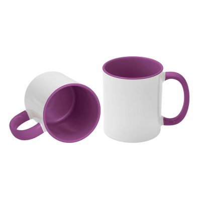 AP Taza Cerámica Personalizable 11oz Interior y asa Morado, Blanca