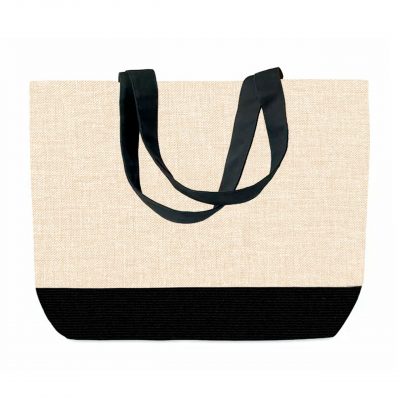 AP Bolsa con cremallera Personalizable 52x47 cm Lino, Asa y fondo Negro