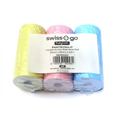 Swiss+Go Kidycam Papel Térmico Colores Pack 3 rollos