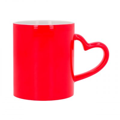 AP Taza Cerámica Personalizable Mágica 11oz Roja Asa Corazón
