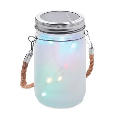 AP Tarro cristal con led solar Personalizable 450 ml de cristal con cuerda