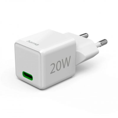 Hama Cargador USB-C 220V 20W Super Mini QC+PD Blanco