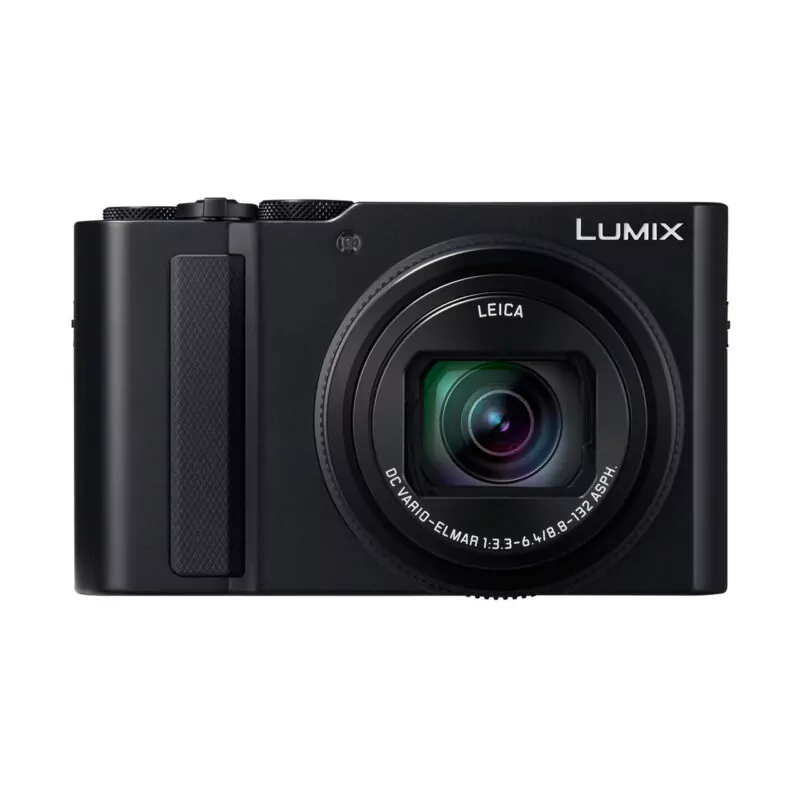 Cámara compacta Lumix, modelo DMC-TZ90, con lente Leica y zoom de 30x para fotografía versátil.