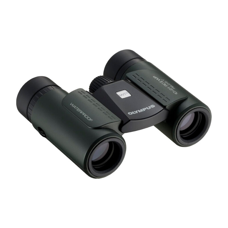 Binoculares Olympus 10x25 WP, impermeables, diseño compacto y óptica de alto rendimiento. Ideal para actividades al aire libre.