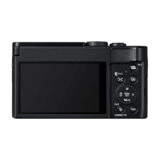 Cámara compacta Sony, pantalla trasera, botones de control y funciones personalizables, ideal para fotografía de viaje.