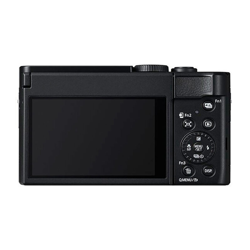 Cámara compacta Sony, pantalla trasera, botones de control y funciones personalizables, ideal para fotografía de viaje.