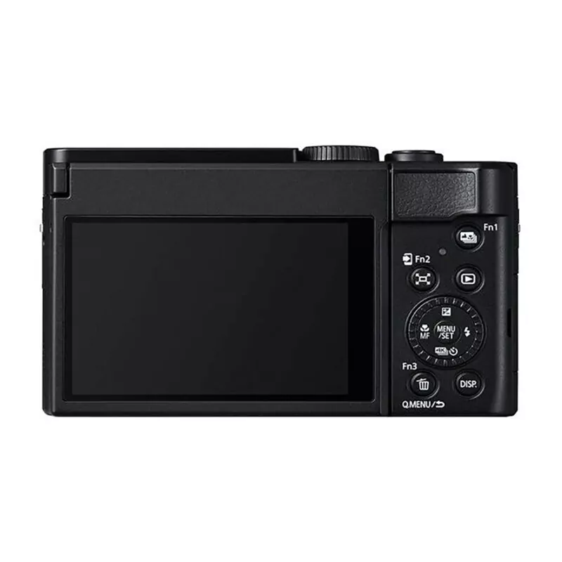 Cámara compacta Sony, pantalla trasera, botones de control y funciones personalizables, ideal para fotografía de viaje.