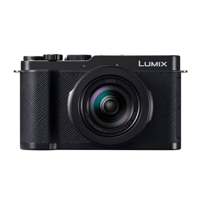 Cámara compacta Panasonic Lumix DC-TZ200 con lente Leica 24-360 mm y diseño elegante en negro.