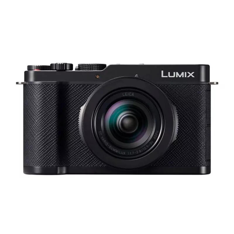 Cámara compacta Panasonic Lumix DC-TZ200 con lente Leica 24-360 mm y diseño elegante en negro.