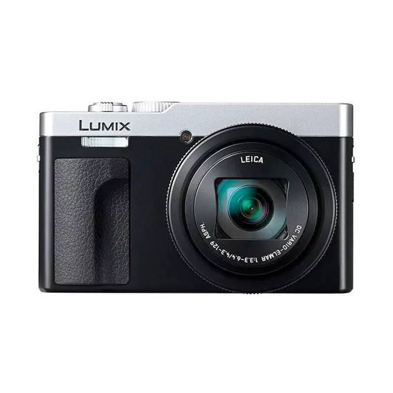 Cámara Panasonic Lumix con lente Leica, diseño compacto y funcionalidad avanzada para fotografía de calidad.