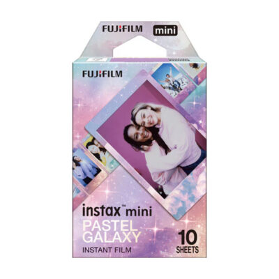 Papel fotográfico instantáneo Fujifilm Instax Mini Pastel Galaxy, 10 hojas, diseño colorido para impresiones divertidas.
