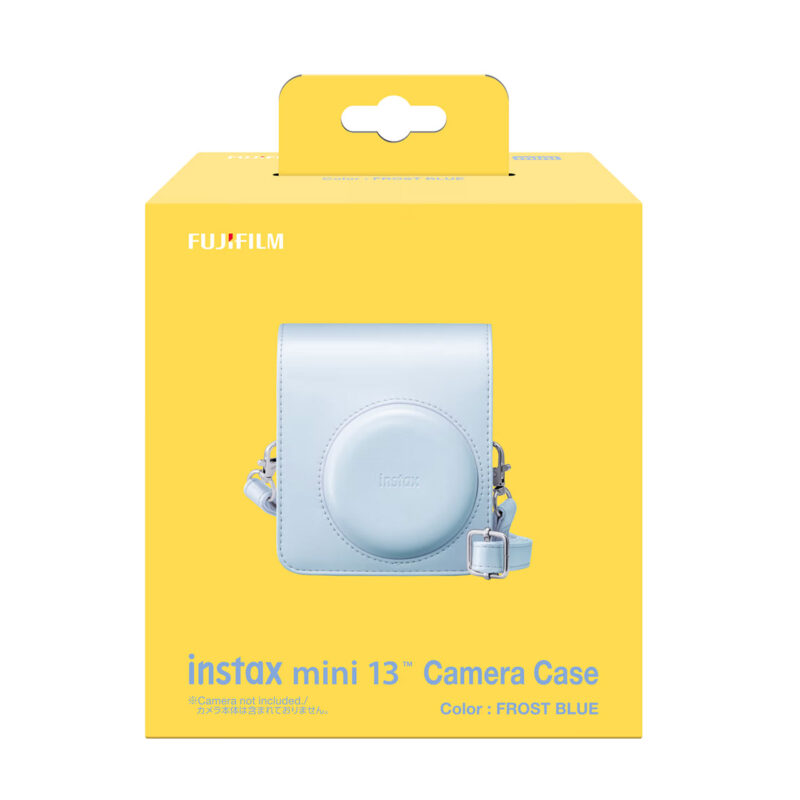 fuj170375-2-92a Funda para cámara Fujifilm Instax Mini 13 en color azul helado, diseño elegante y práctico para protección.