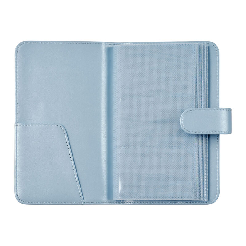 fuj170381-4-fee Carcasa azul para almacenamiento de tarjetas, con compartimentos y cierre, ideal para organizadores de fotografía.