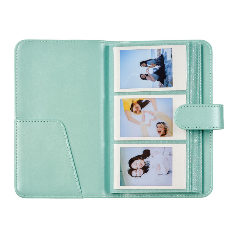 fuj170382-1-5a2 Carcasa para fotos instantáneas en color verde, compatible con impresoras de fotos tipo Polaroid.
