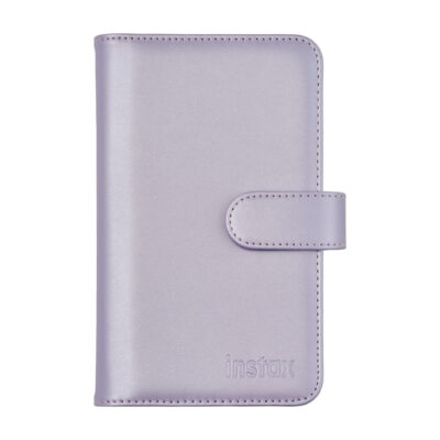 Carcasa De Fotos Instax En Color Lavanda, Diseño Moderno Y Cierre Magnético Para Proteger Imágenes.