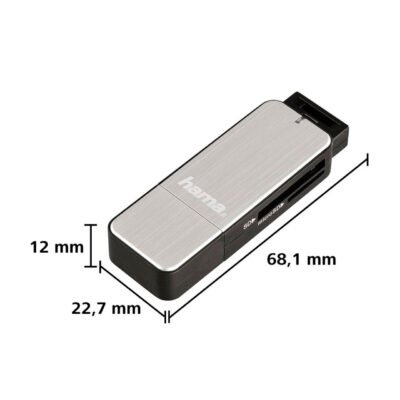 Hama card adapter for SD and microSD, compact 68.1mm design, ideal for reliable storage.