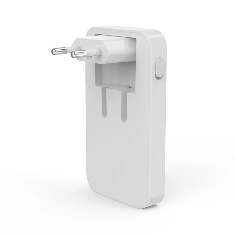 ham405046-3-5c1 Cargador de smartphone blanco con clavijas europeas, compacto y ligero, ideal para viajes.