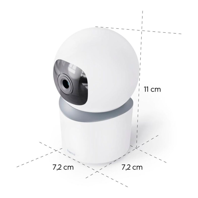 HAM600004-3-A22 Hama security camera with spherical design, dimensions 11 cm x 7.2 cm and high definition lens.