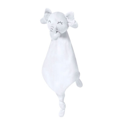 White elephant-shaped plush blanket, soft and friendly, ideal for babies and pets.