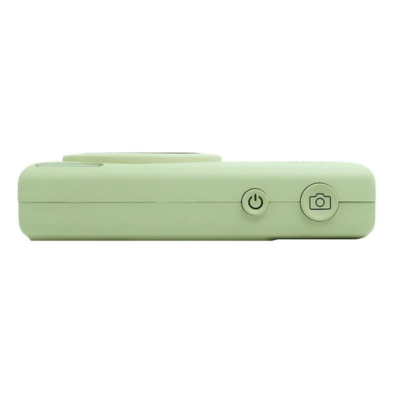 yas100006-2-552 Cámara instantánea Polaroid Go color verde menta, botones de encendido y captura visibles en el lateral.