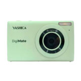 Cámara Yashica DigiMate en color verde, con objetivo y zoom digital de 18x para fotos de alta calidad.